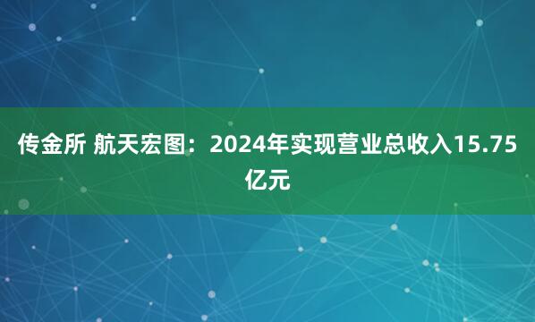 传金所 航天宏图：2024年实现营业总收入15.75亿元