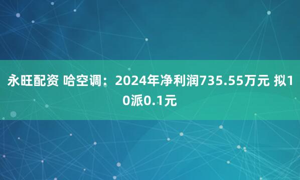 永旺配资 哈空调：2024年净利润735.55万元 拟10派0.1元